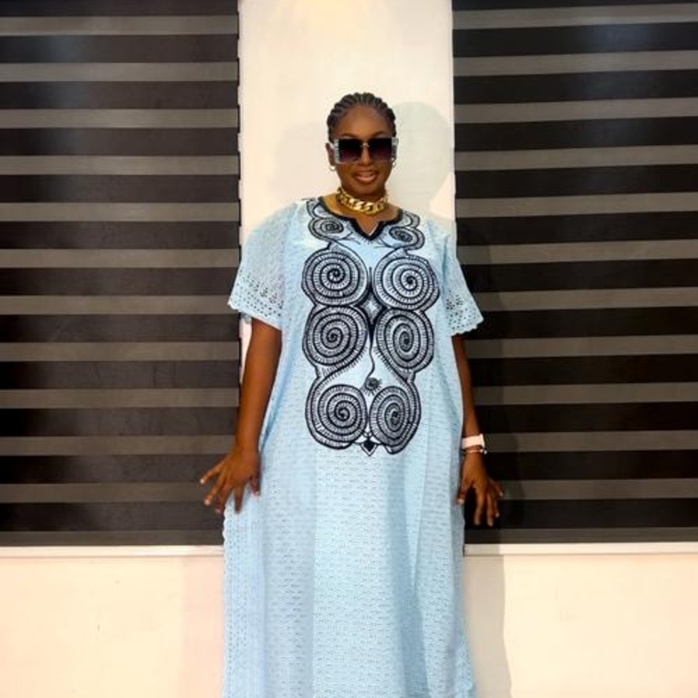 Elegant Blue and Black Women's Dress